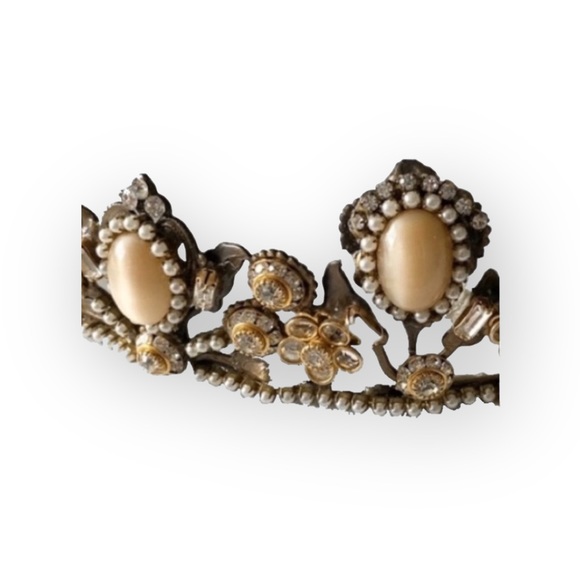 Vintage: Mari Elena ᪥ Moonstone Floral Swarovski Crystal Bridal Tiara ᪥ Luxury - Picture 4 of 16